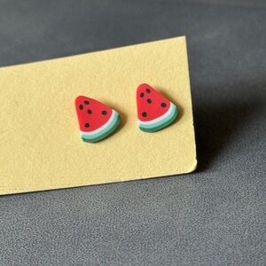 🍉 Watermelon Clay Slice stud Earrings